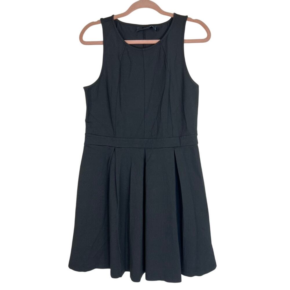 Cynthia Rowley Black Sleeveless Fit & Flare Pleated To Knee Dress Minimal Career